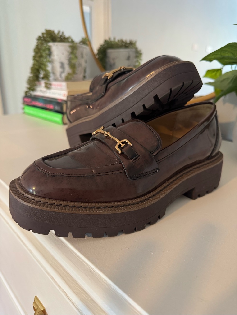 Sam Edelman Leather Laurs Lug Sole Loafer Chestnut Brown Size 7 - Picture 6 of 6